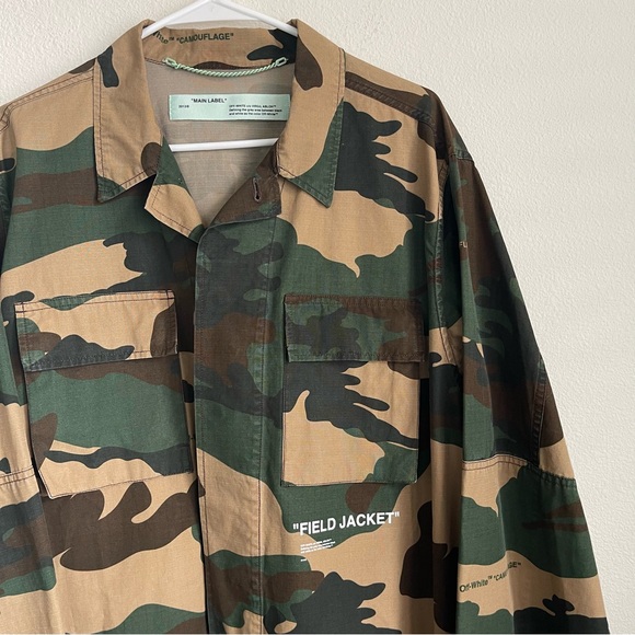 Off White " Field Jacket " Camo 4 Pocket Button Front Jacket - Picture 2 of 10